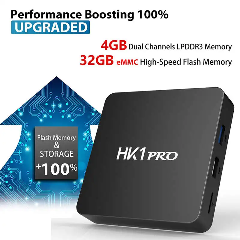  Top Hk1 Pro Android 8.1 Smart Tv Box Amlogic S905X2 Lpddr4 Quad Core 2.4G And 5Ghz Wifi Bt 100M 4K 