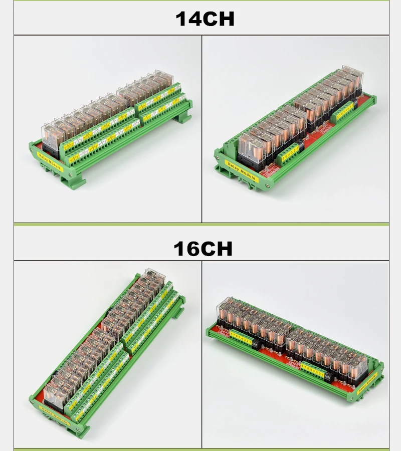 16-канальный релейный модуль 2NO+ 2NC рейку Интерфейс совместим с OMRON G2R-2 5A Вход DC 12V 24V PNP/NPN