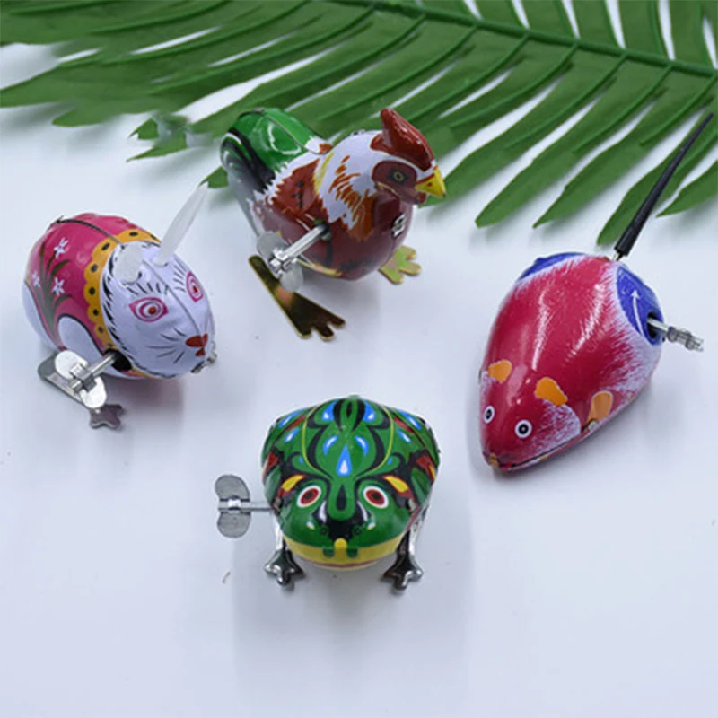 

Children's classic iron clockwork toy jumping frog cock mouse rabbit turtle retro toy puzzle education children's gift