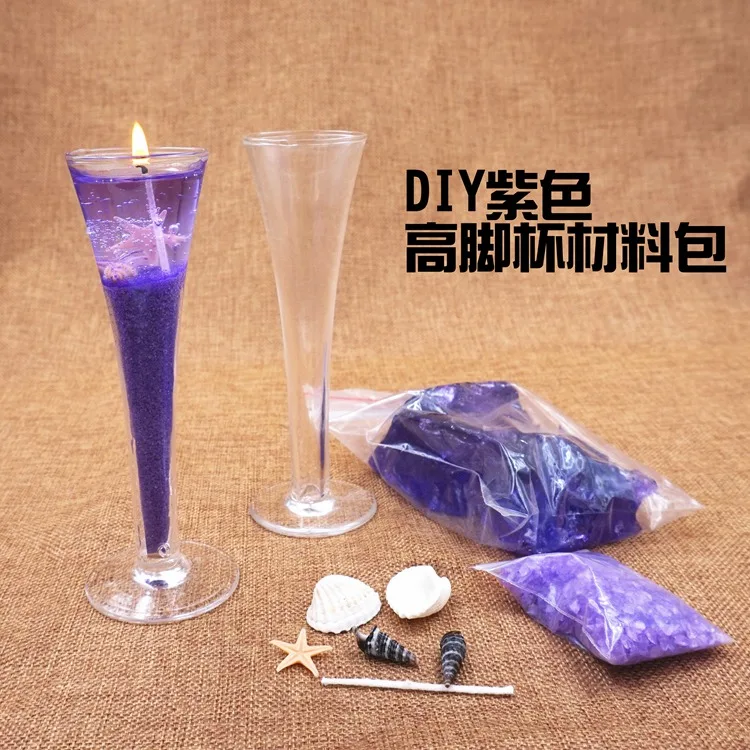 Diy Jelly Candle Material Packed High Foot Cup Marine Romantic Material Colored Imported Candle Set Party Supplies Decoration - Цвет: Фиолетовый