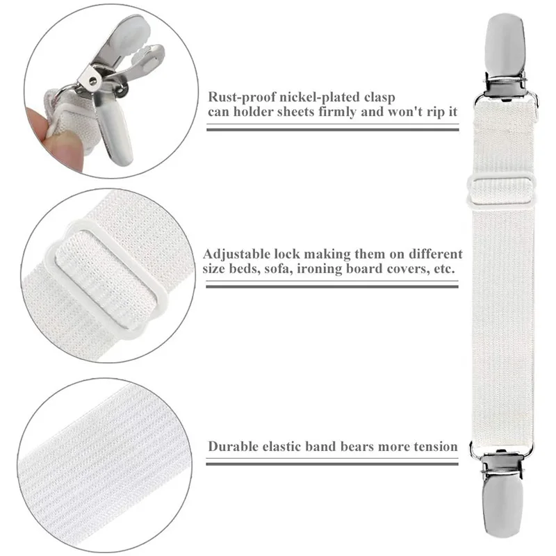 Bed Sheet Clips 2Pcs Adjustable Bed Fasteners Suspenders Elastic Cross Sofa Tablecloth Clips