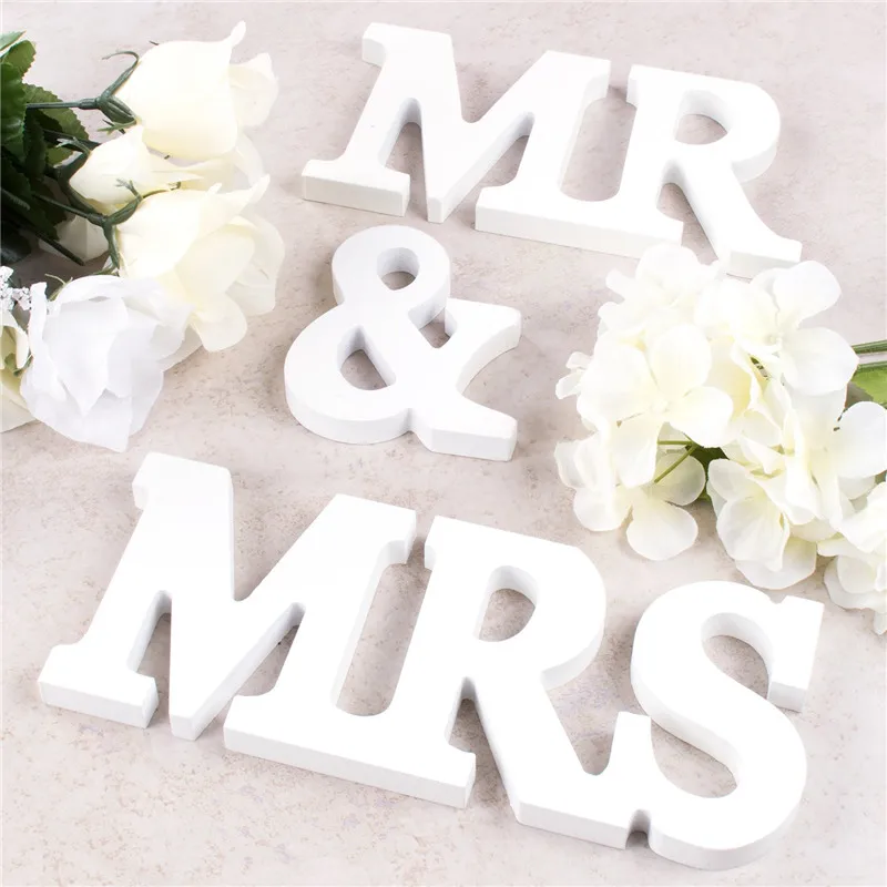 Свадебные украшения Свадебный декор Mr& Mrs День Рождения украшения День Святого Валентина буквы Свадебный знак декор стола