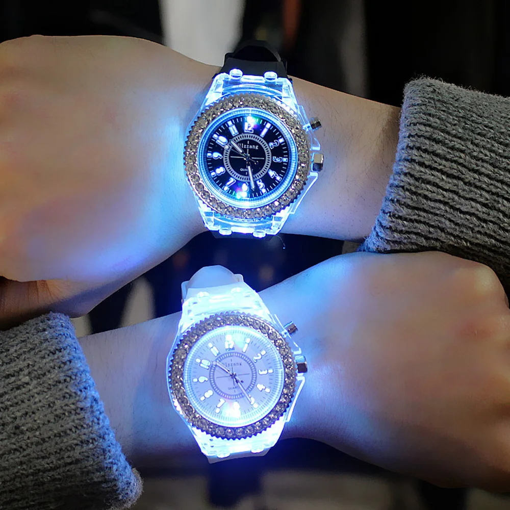 Светящийся светодиодный спортивные часы для женщин кварцевые часы силиконовые наручные часы светящиеся в темноте Повседневная мода подарок