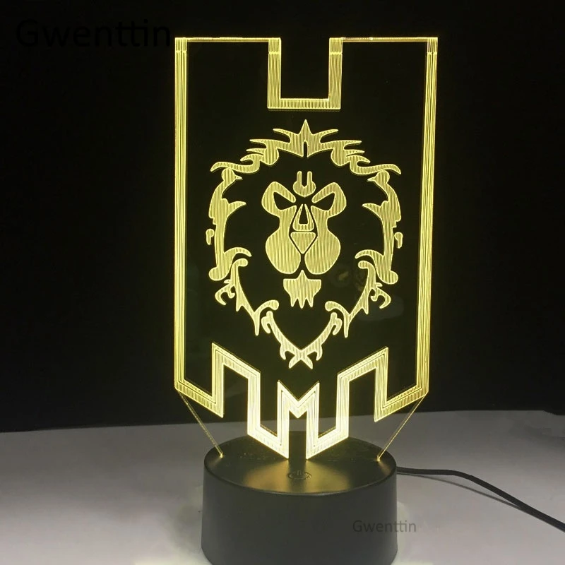 3D иллюзия ночной Светильник WOW World of Warcraft этнический знак Союза светильник