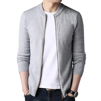 

Spring Men's Sweater Cardigan Solid Long Sleeve Knitted Coat Full Zipper Casual Wool Sweater Tide Slim Male Autumn Clothing