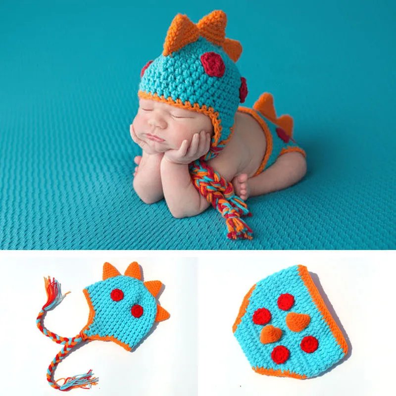 

Newborn Baby Dinosaur Modeling Photography Clothing Photo Studio Photo Hat Props Children's Handmade Woolen Knitted Suit