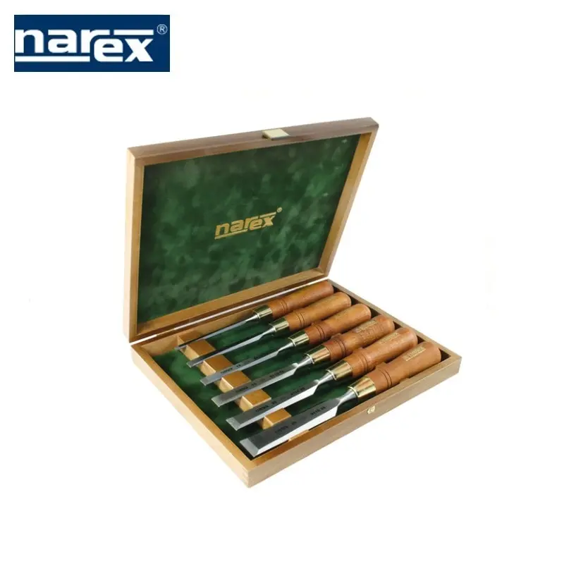 Набор из 6 плоских стамесок с ручкой WOOD LINE PLUS (6 10 12 16 20 26) в деревянном кейсе Narex |