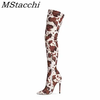 

Mstacchi Pointed Mixed Colors Casual Sexy Women Long Boots 2020 New Big Size 35-45 Thin Heels Classics Madam Shoes Botki Damskie