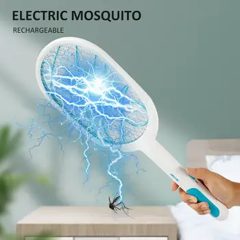 

Fly Mosquito Swatter Rechargeable LED Electric Insect Bug Anti Mosquito Killer Swatter Racket Net Zapper Safe 3-Layer Pest H1O1