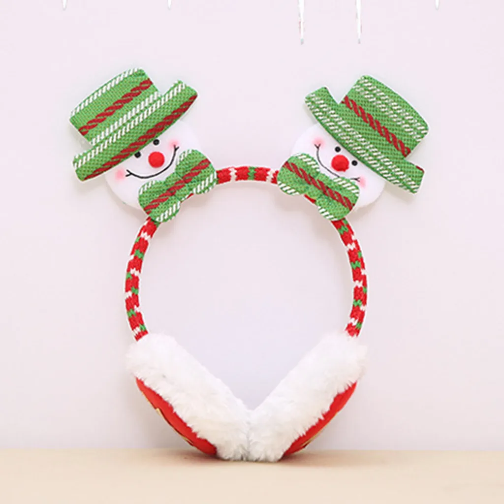 Рождественские детские зимние теплые плюшевые наушники с милыми ушками Санта Клауса