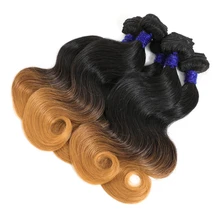 14 дюймов Омбре пряди волос объемная волна T1B/27 синтетические волосы ткать для черных женщин 3 тона блонд 5 Пряди