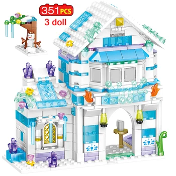 

Snow World Serie The Elsa`s Magical Ice Castle Set Fountain girls Building Blocks Bricks Toys Girl friend compatible with ed