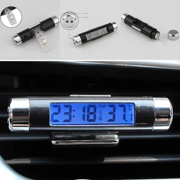 

2 in 1 Air Vent Outlet Car Clock Thermometer Backlight Clock Car Digital Time LCD Screen Car Styling