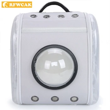 

New trend transparent cat bag cute pet backpack square foldable transparent space bag pet suitcase