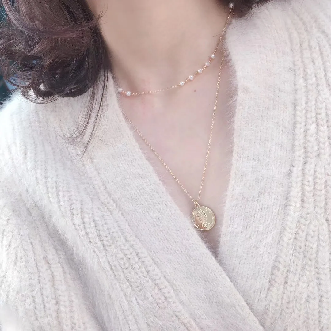 

Butterfly Home Syxs8f8hh Fashion Glorious 14k Gold 3-5 near round Glare Virgine Pearl Sweater Chain Necklace