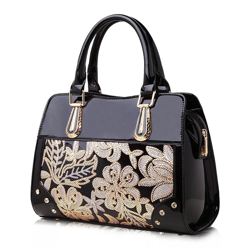 2019 New Women'S Bag High-Grade Patent Leather Handbags Shoulder European And American Fashion Sequins Pillow | Багаж и сумки