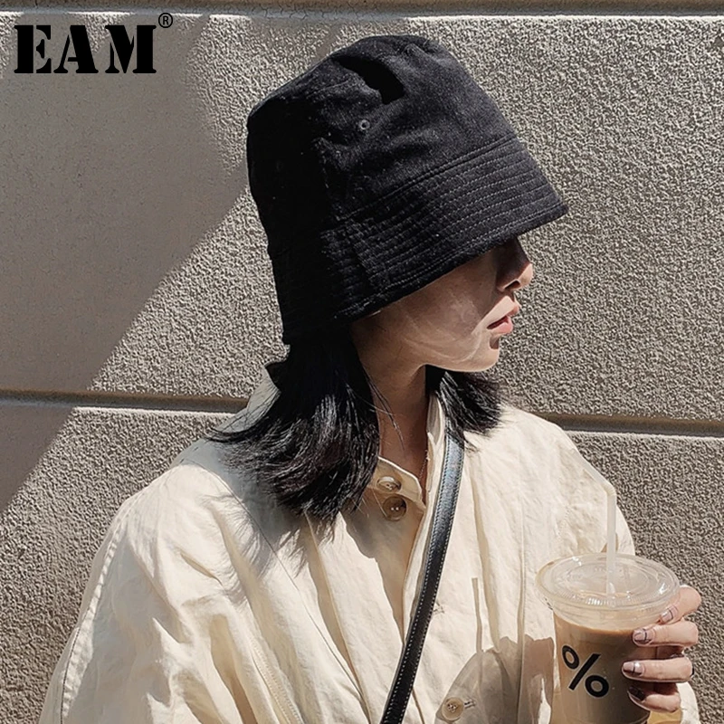 

[EAM] Women Corduroy Causal Simple Fishermen Hat New Round Dome Temperament Fashion Tide All-match Spring Autumn 2019 1B088