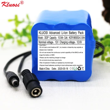 

KLUOSI 12V Battery 3S3P 11.1V/12.6V 10.5Ah for NCR18650GA Lithium Battery Pack with 25A Balanced BMS LED Lamp Light Backup Power