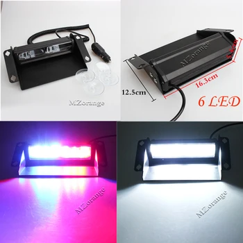 

6LED 12V/24V Car Police Strobe Flash Light RedBlue Dash Emergency Flashing windshield Light Warning Lamp White Amber changeable