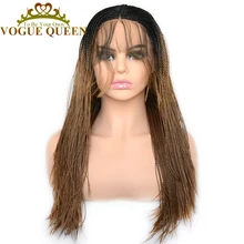 Vogue queen два тона Омбре блонд микро Millon твист синтетический кружевной передний парик для женщин