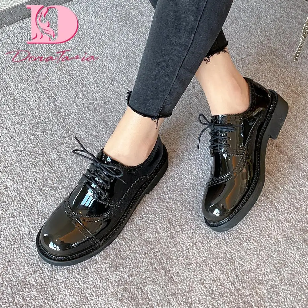 

Doratasia Hot New Design Genuine Leather Comfortable Shoes Woman Flats Female Lace-Up Solid Leisure Flats Women Shoes Footwear