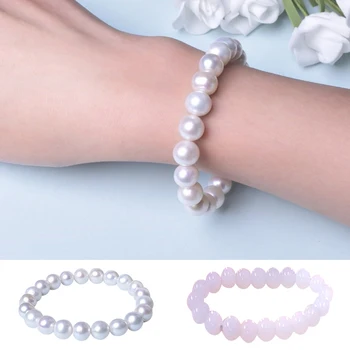 

Natural Round White Freshwater Pearl Bracelet for Women Elasticated Bracelet jewelry