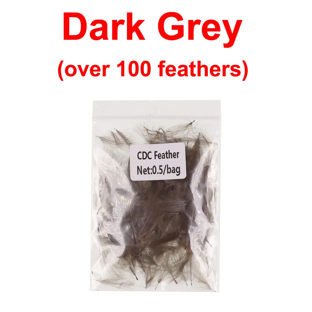 dark grey 1 упаковка для завязывания мух CDC перо Mayfly Caddis Emerger Nymph сухое завязывание мух Hackle плавающие материалы для завязывания мух - Цвет: dark grey