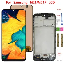 Display original para samsuang galaxy m21 m215 m215f lcd tela de toque digitador assembléia com quadro