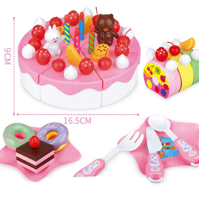 Новинка, игрушки для фруктового питания, Детская кухня, Kawaii, развивающие игрушки, подарки, кухня, игра, дом, образование, набор игрушек для торта - Цвет: 07(63pcs)