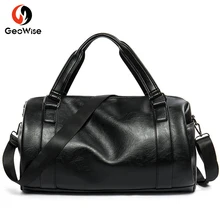 Спортивная Новая мужская дорожная сумка из искусственной кожи, мужские дорожные сумки, черная сумка на плечо, круглая сумка-мессенджер