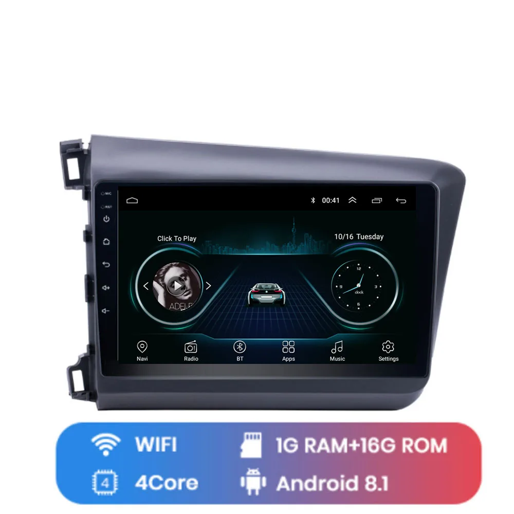 4G LTE Android 8,1 Fit HONDA CIVIC 2012 2013 мультимедийный стерео автомобильный dvd-плеер навигация gps радио - Цвет: WIFI (1G 16G)