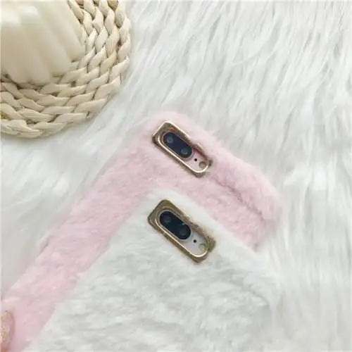 LLZ.COQUE модные блестящие чехлы с теплым мехом для Iphone 11 Pro Xr XS MAX X XS 10 6 6S 7 8 PLUS 5 5S SE Противоударная задняя крышка Capas