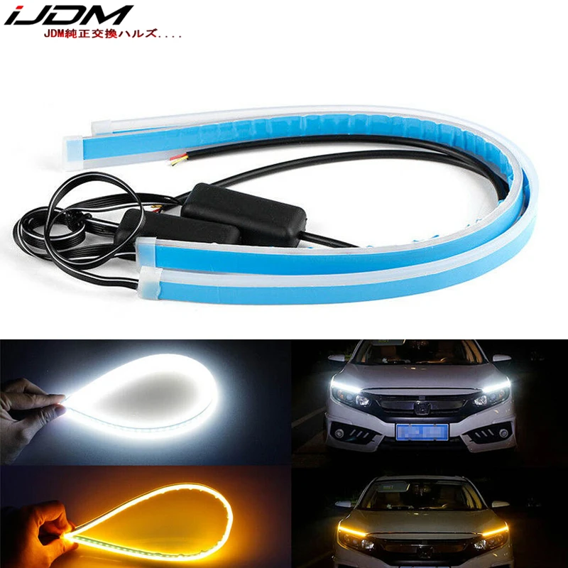 Hot Sale White LED Flash-Strip-Lights Sequential Xenon Drl--Amber Docoration 12V Ijdm for Retrofit nlKRw5GZE