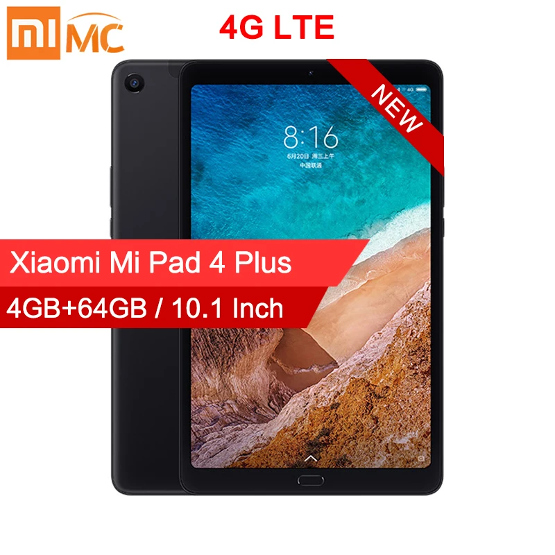 Продажа Оригинальный Xiaomi mi Pad 4 Plus, планшетный ПК, 10,1 дюймов, Восьмиядерный процессор Snapdragon 660, 1920x1200, 13 МП + 5 Мп Cam, 8620 мАч, 4G, планшеты, Android mi Pad 4