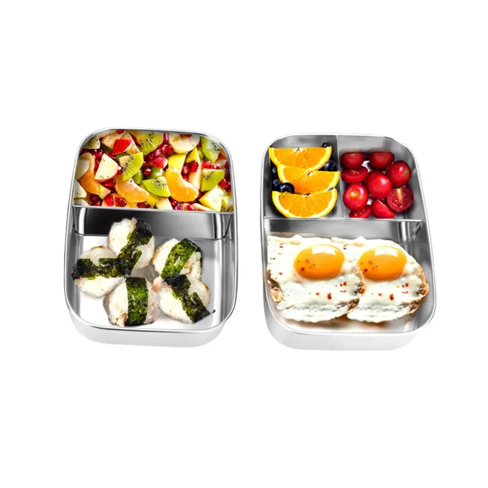 Нержавеющая сталь Ланч-бокс Bento box Контейнер для хранения еды столовая посуда коробка для еды отсеки утечки школы офиса Портативный