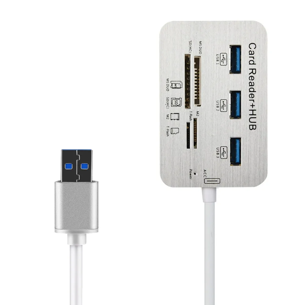 USB 3 0 концентратор 7 в 1 порта алюминиевый с кардридером MS SD M2 TF разные порты для ПК