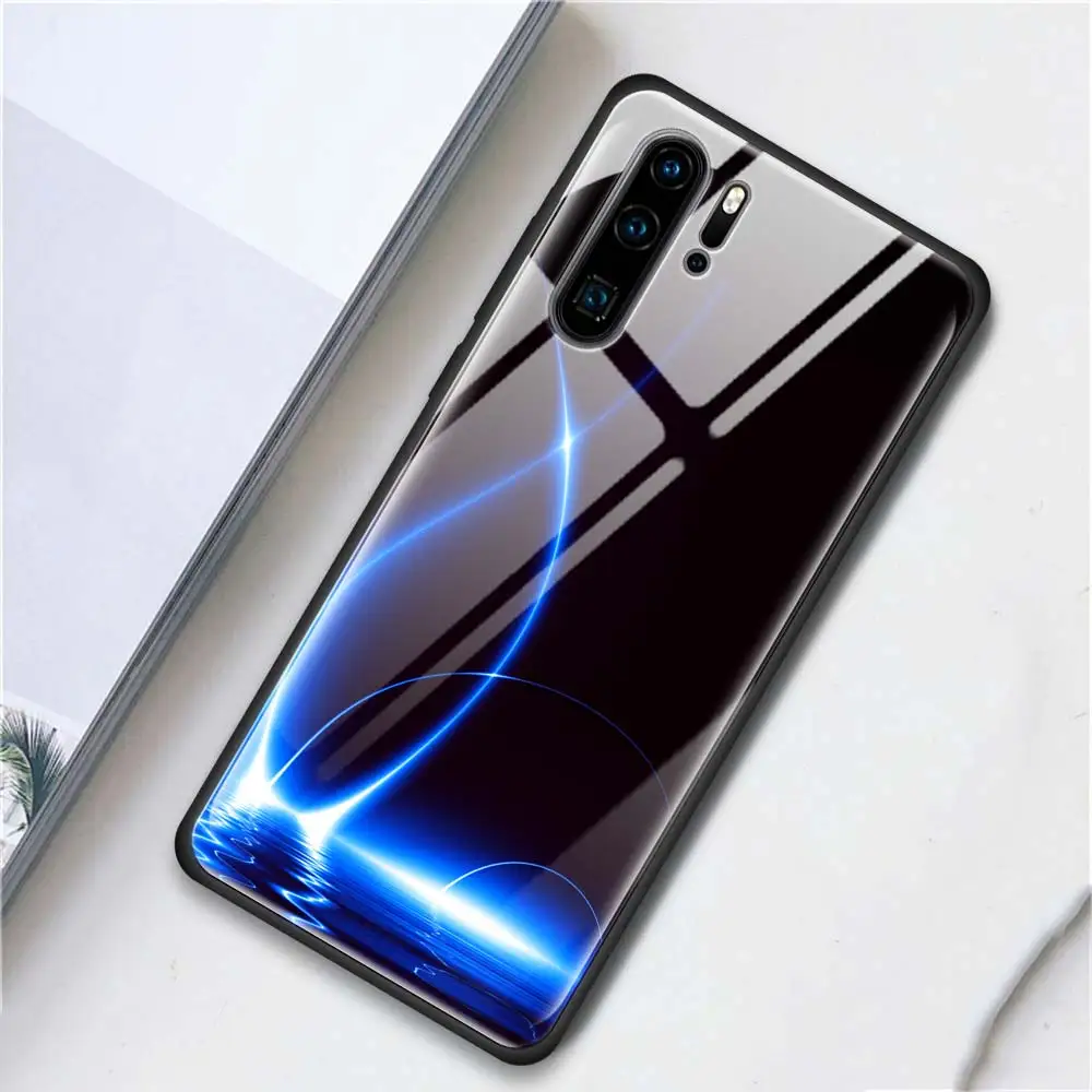 Чехол для телефона из закаленного стекла для huawei mate 10 20 Lite Pro Чехол для Honor 8X 9X 9X Pro задний корпус синий светильник - Цвет: T07