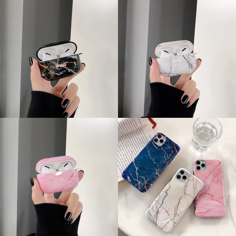 SUYACS глянцевый мраморный чехол для наушников AirPods Pro силиконовый милый защитный