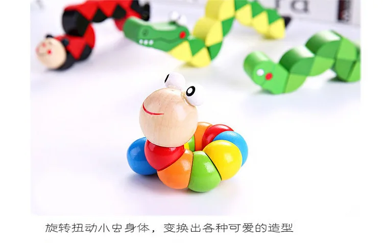 Модель деревянная детская модель игрушки OPP мешок цвет Гибкая витая животное экологически чистые краски строительные блоки игрушки