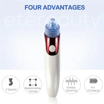 

ETEREAUTY Electric Facial Pore Cleanser Blackhead Removal Suction Acne Extractor Remover Rechargeable Skin Peeling Machine