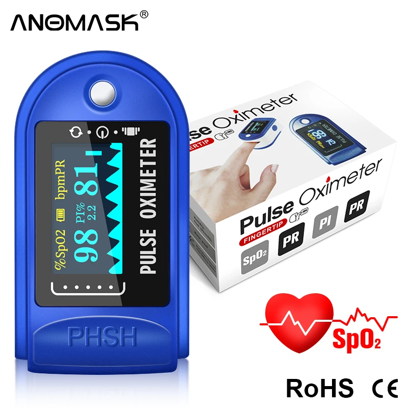 Пульсоксиметр SPO2 медицинский на палец прибор с OLED-экраном для определения пульса