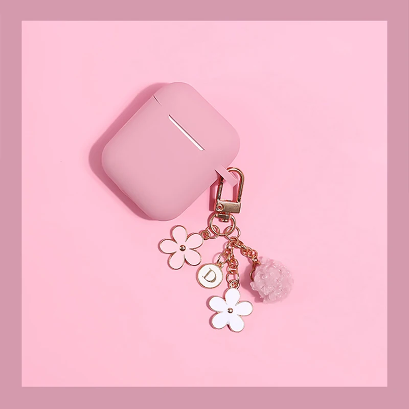 Розовый Розовый чехол с цветущей вишней для Apple Airpods, силиконовый чехол с Bluetooth, беспроводной чехол для наушников, чехол для зарядки AirPods, розовый цвет - Цвет: Розовый
