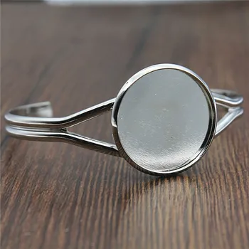 

2 Piece Glass Cabochon Copper Y-Type Adjustable Bangle Base Blank Findings Tray Bezel High Quality DIY Jewelry Craft