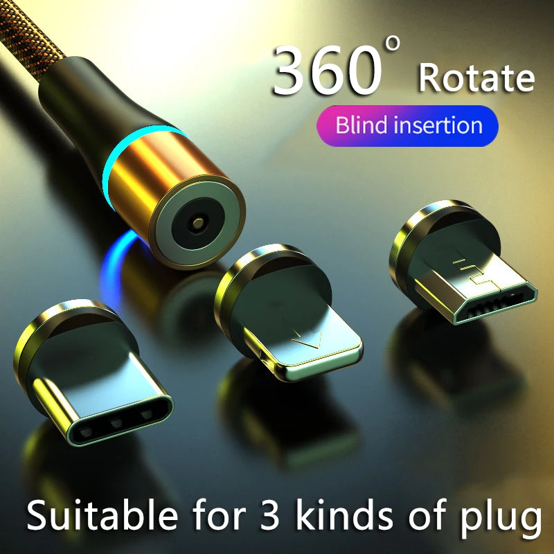 USB C สายเคเบิล Fast Charge 3A Micro USB ประเภท C 360แม่เหล็ก Fast Charger สำหรับ iPhone Samsung Android โทรศัพท์มือถือโทรศัพท์สาย