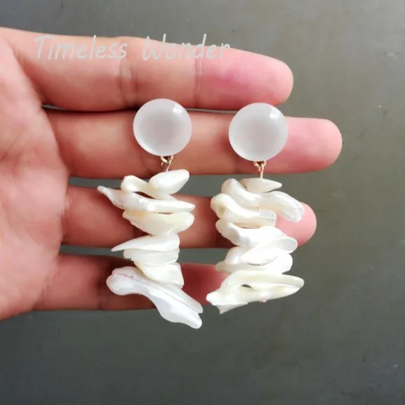 

Timeless Wonder Geo Irregular Cowrie Coral Stud Statement Earrings Women Jewelry Party Top Gift Stunning Punk Rare Boho 4482
