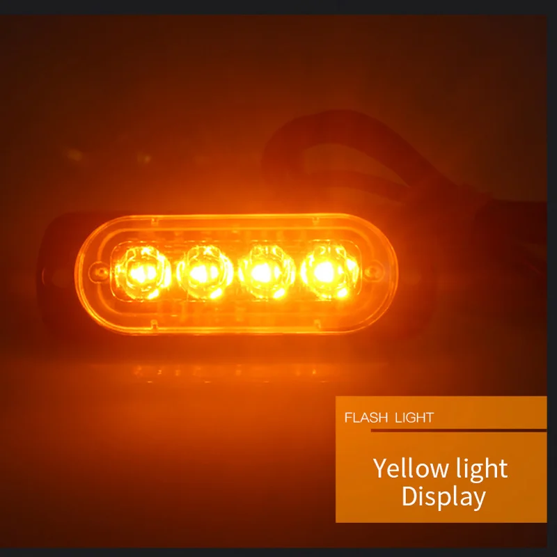 

DC 12V-24V 12W 4 LEDs Strobe Warning Safety Light Lamp Flashing Light Car Motorcycle Pickup Ship Truck Headlight Car Accessories