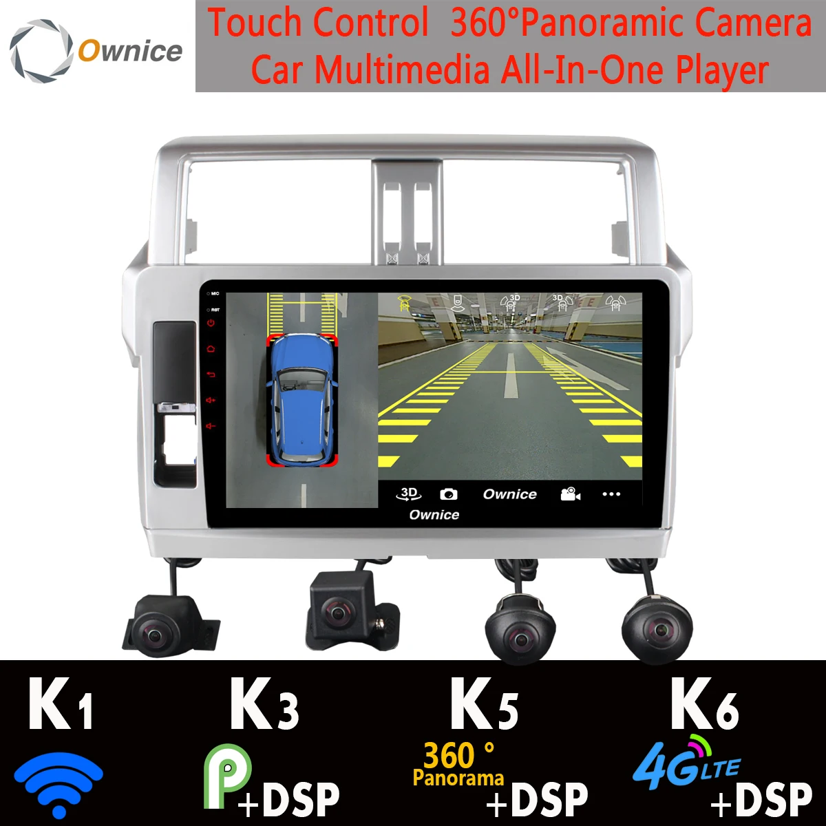 360 ° 4 * Камера 4G LTE Wi-Fi Android 9 0 8 ядер + 64G SPDIF DSP CarPlay Автомобильный мультимедийный