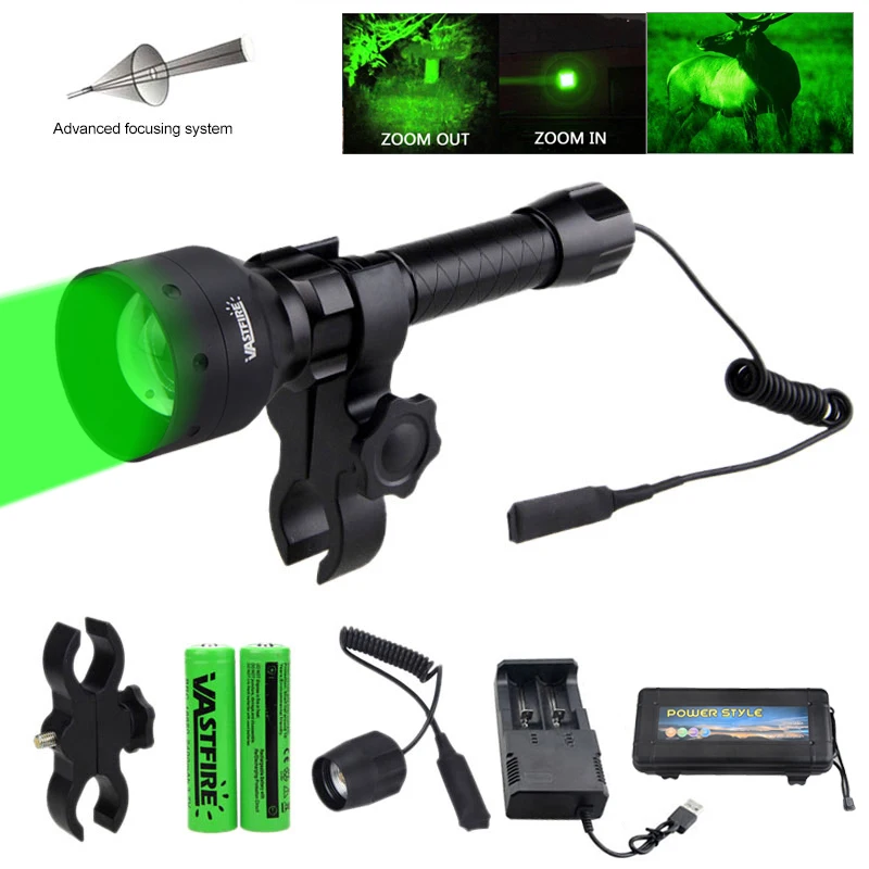 Lampe De Poche à Lumière Verte, Lampe Torche Vert, Lampe Verte De Chasse Zoom Capable De Vision