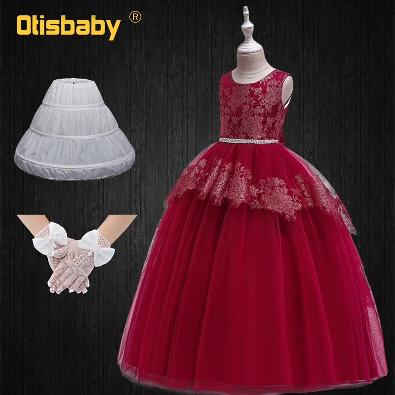 Детские праздничные платья на день рождения рождественские платья детское платье принцессы с цветочным принтом для причастия, длинное вечернее платье для свадьбы