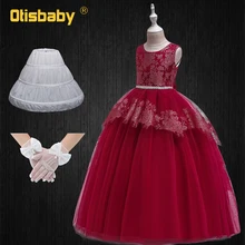 Детские праздничные платья на день рождения рождественские платья детское платье принцессы с цветочным принтом для причастия, длинное вечернее платье для свадьбы